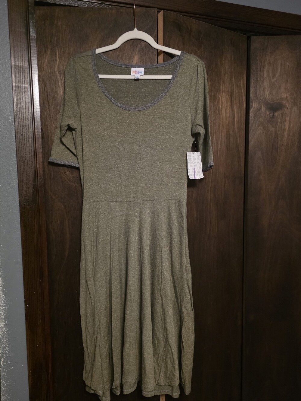 LuLaRoe Olive Green Scoop Neck Midi Dress